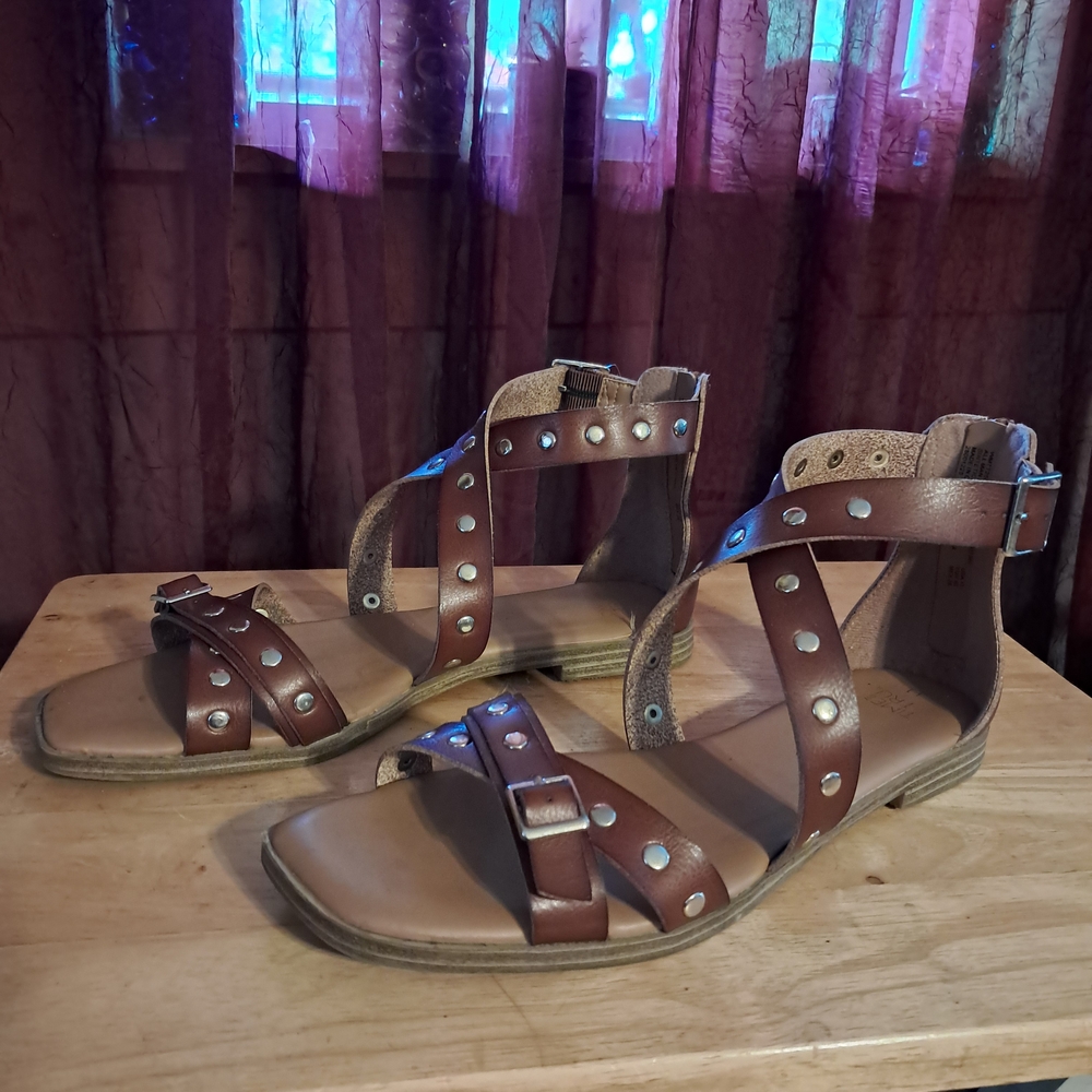 Elegant Brown Studded Sandals